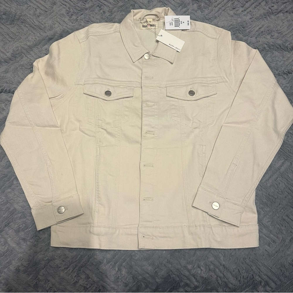 Warp + Weft Men's Denim Jacket “Sea Seattle” in Pale Khaki